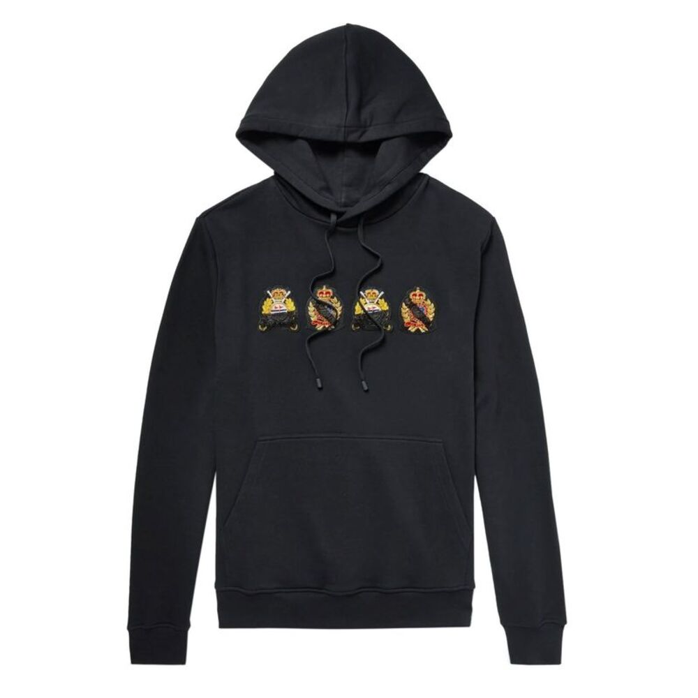 Public School Mens Embellished Loopback Cotton-Jersey Hoodie X-Small Black